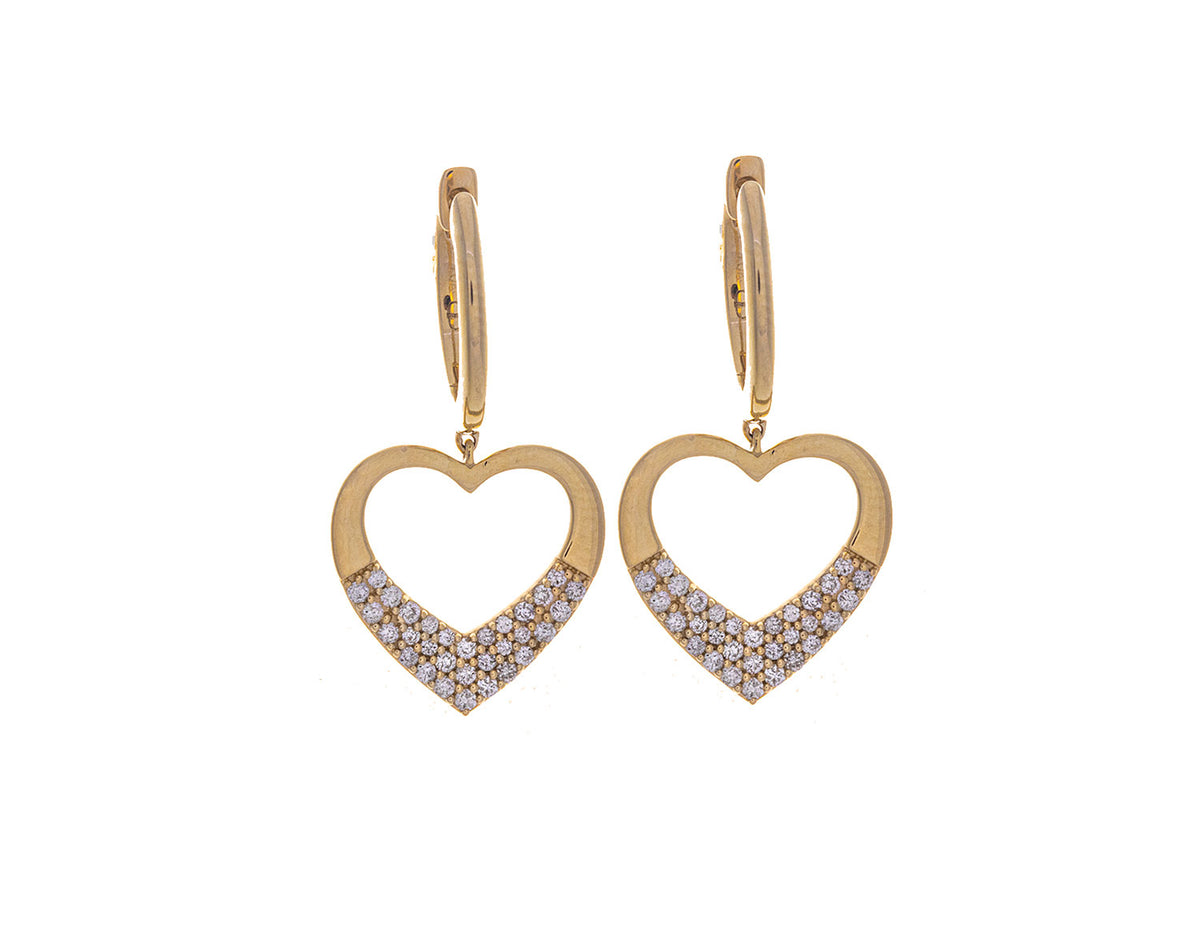 1/3ct. t.w. Diamond Heart Dangle Earrings in 10K Yellow Gold