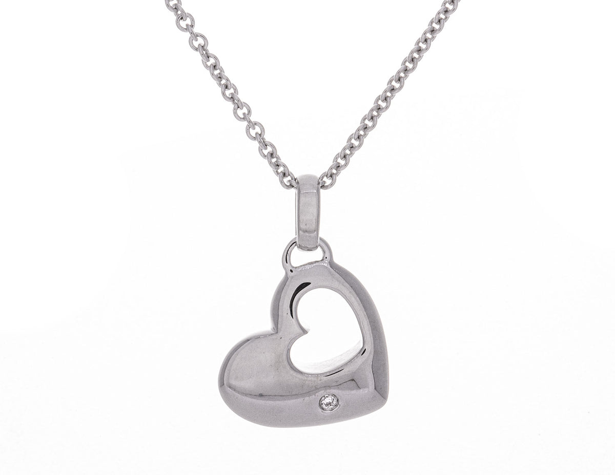 .01ct. Diamond Heart Pendant in Sterling Silver