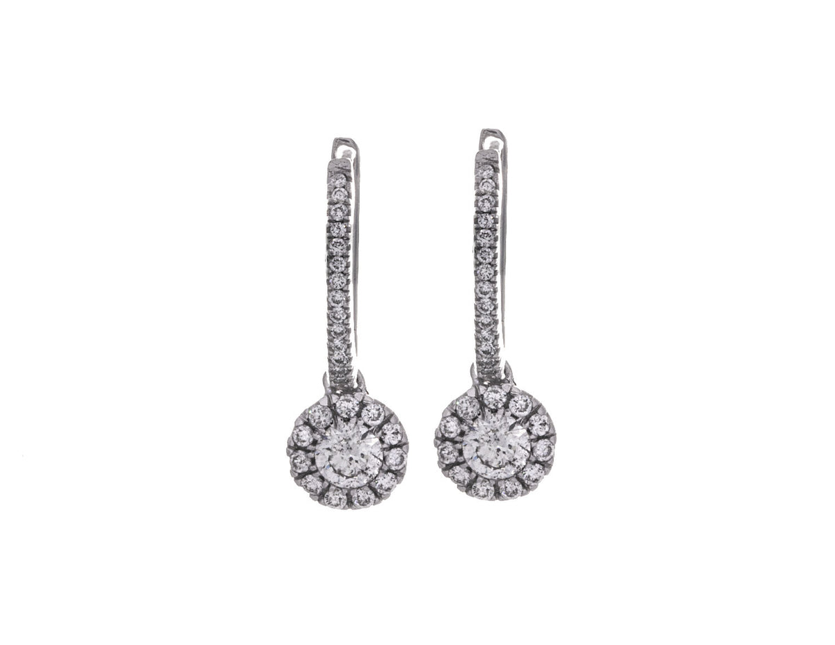 5/8ct. t.w. Diamond Drop Huggie Hoop Earrings in 14K White Gold