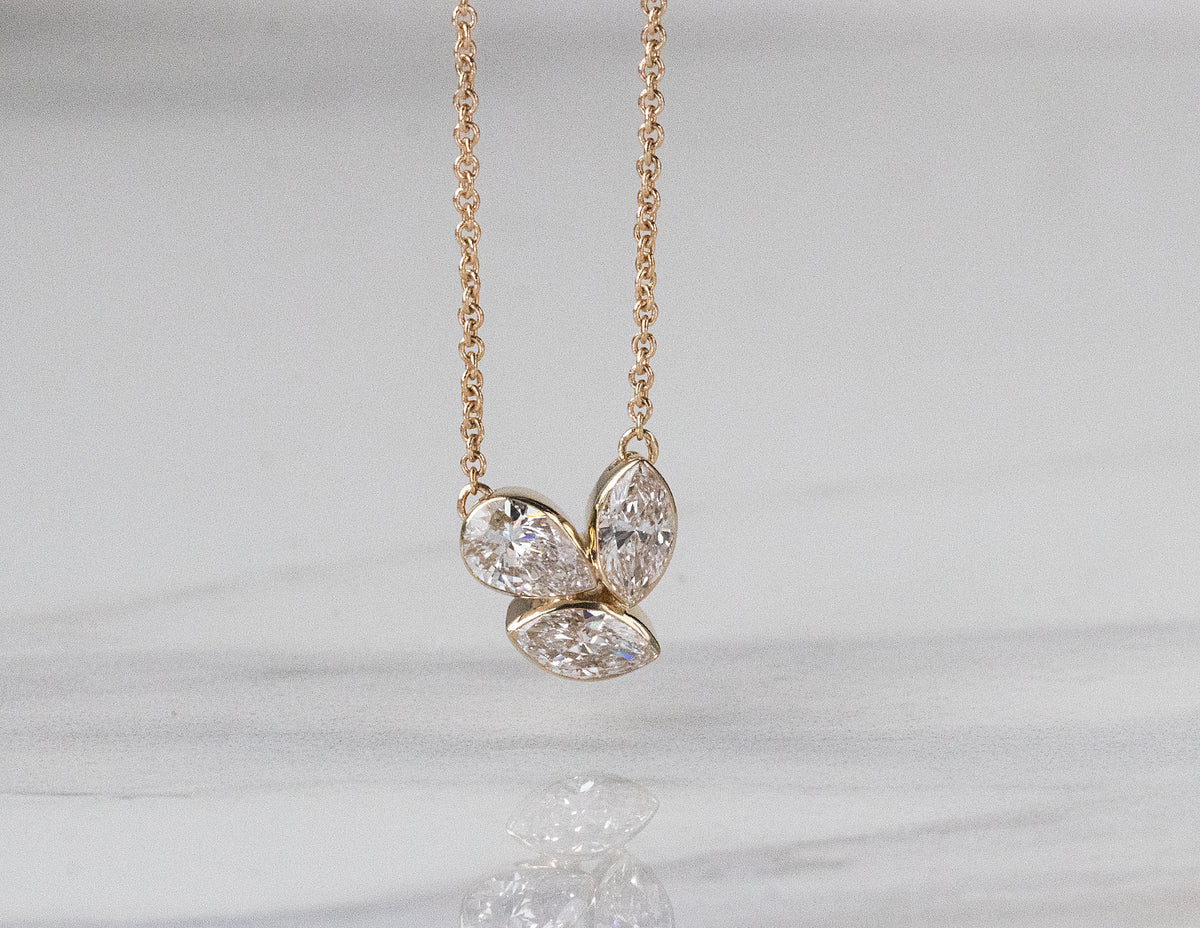 3/4ct. t.w. Marquise Cut Newborn Lab Created Diamond Fashion Pendant in 14K Yellow Gold