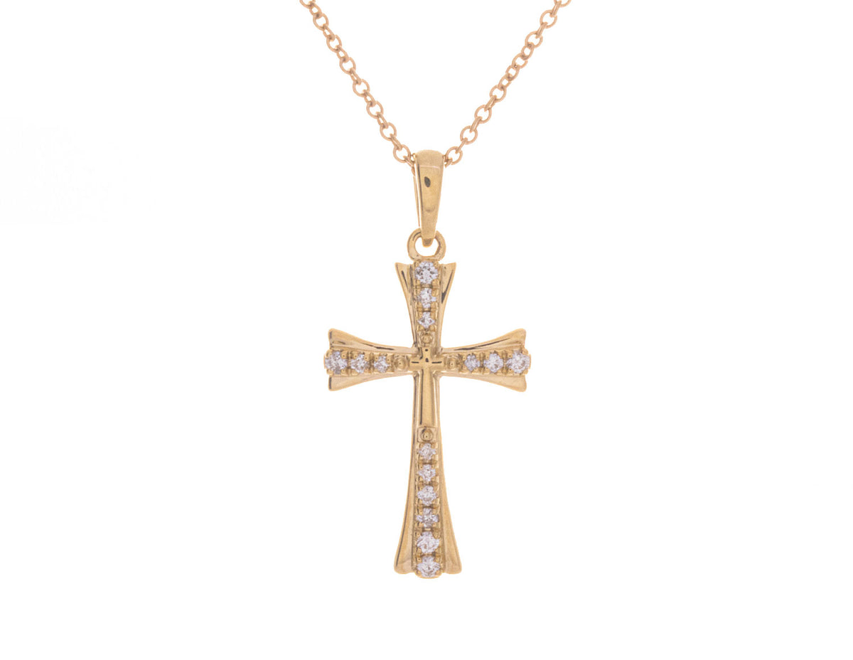1/14ct. t.w. Diamond Cross Pendant in 10K Yellow Gold