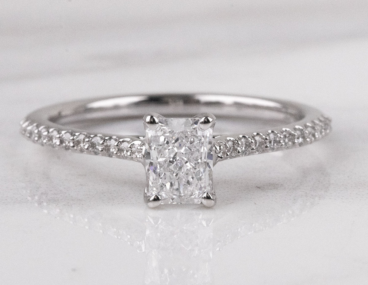 7/8ct. t.w. Radiant Cut Diamond Engagement Ring in 14K White Gold