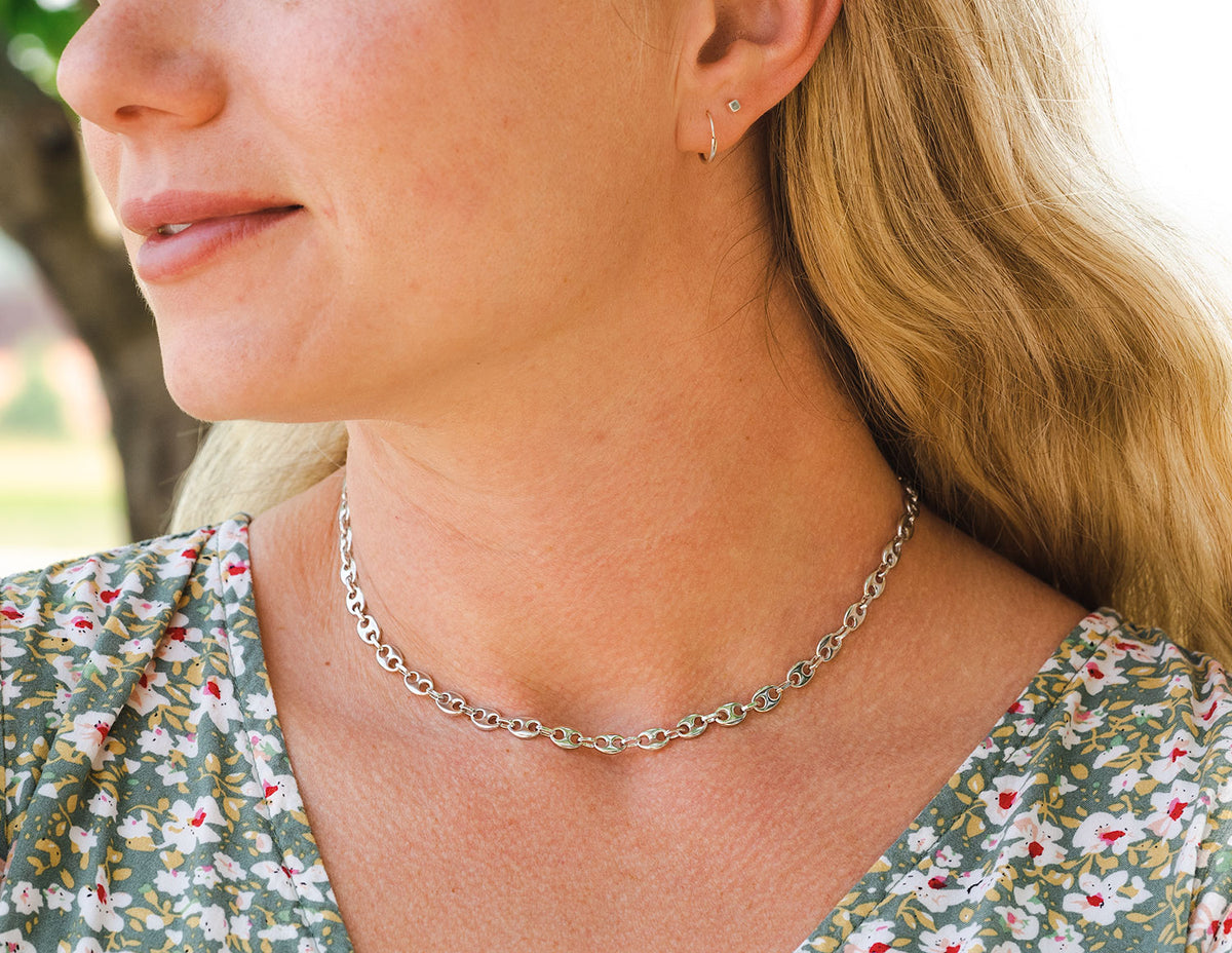 Puffed Mariner Necklace in Sterling Silver