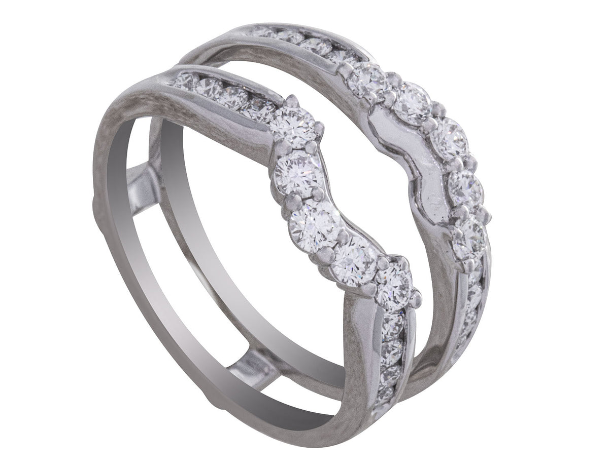 3/4ct. t.w. Diamond Wedding Guard Ring in 14K White Gold