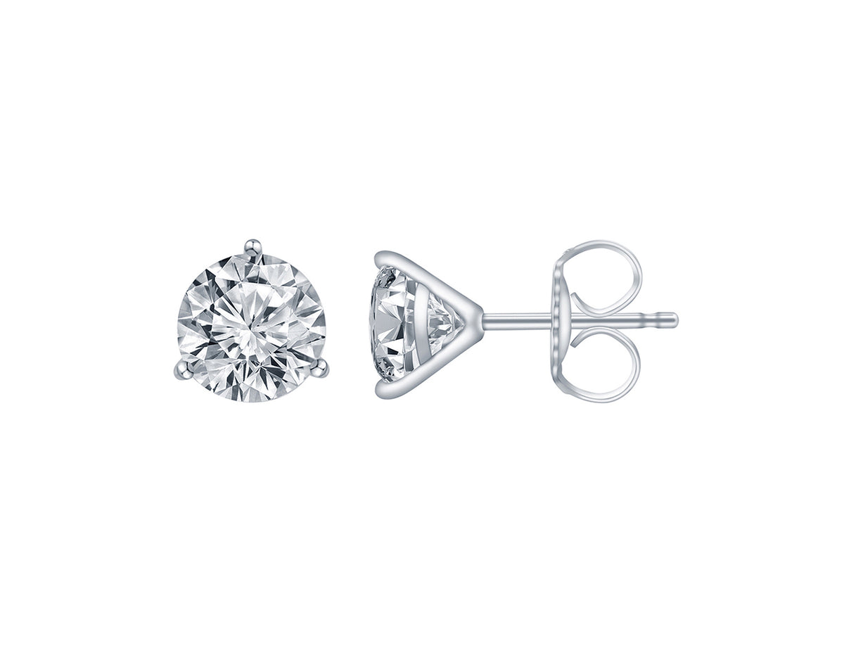 3/4ct. Three Prong Diamond Stud Earrings, in 14K White Gold