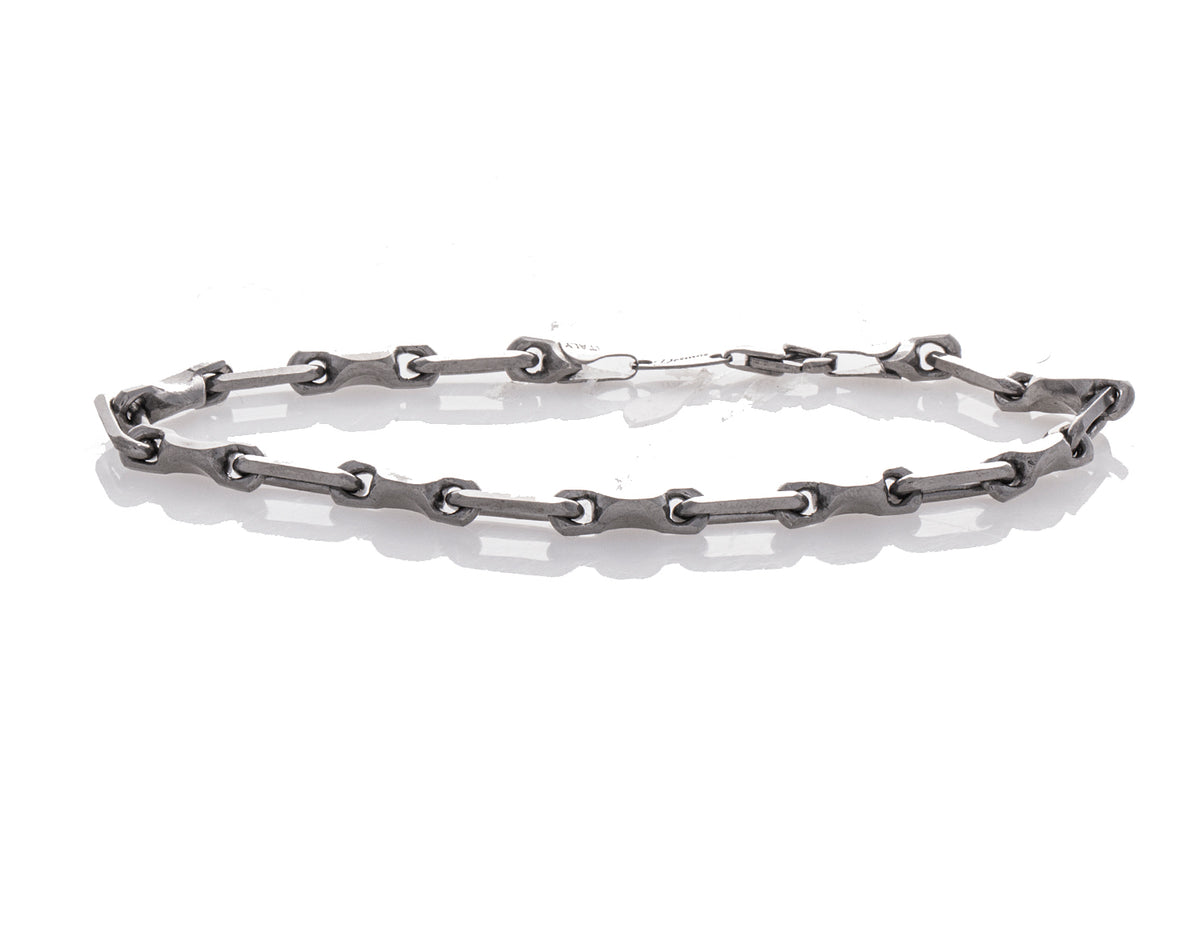 8.5" Gunmetal Link Bracelet in Sterling Silver