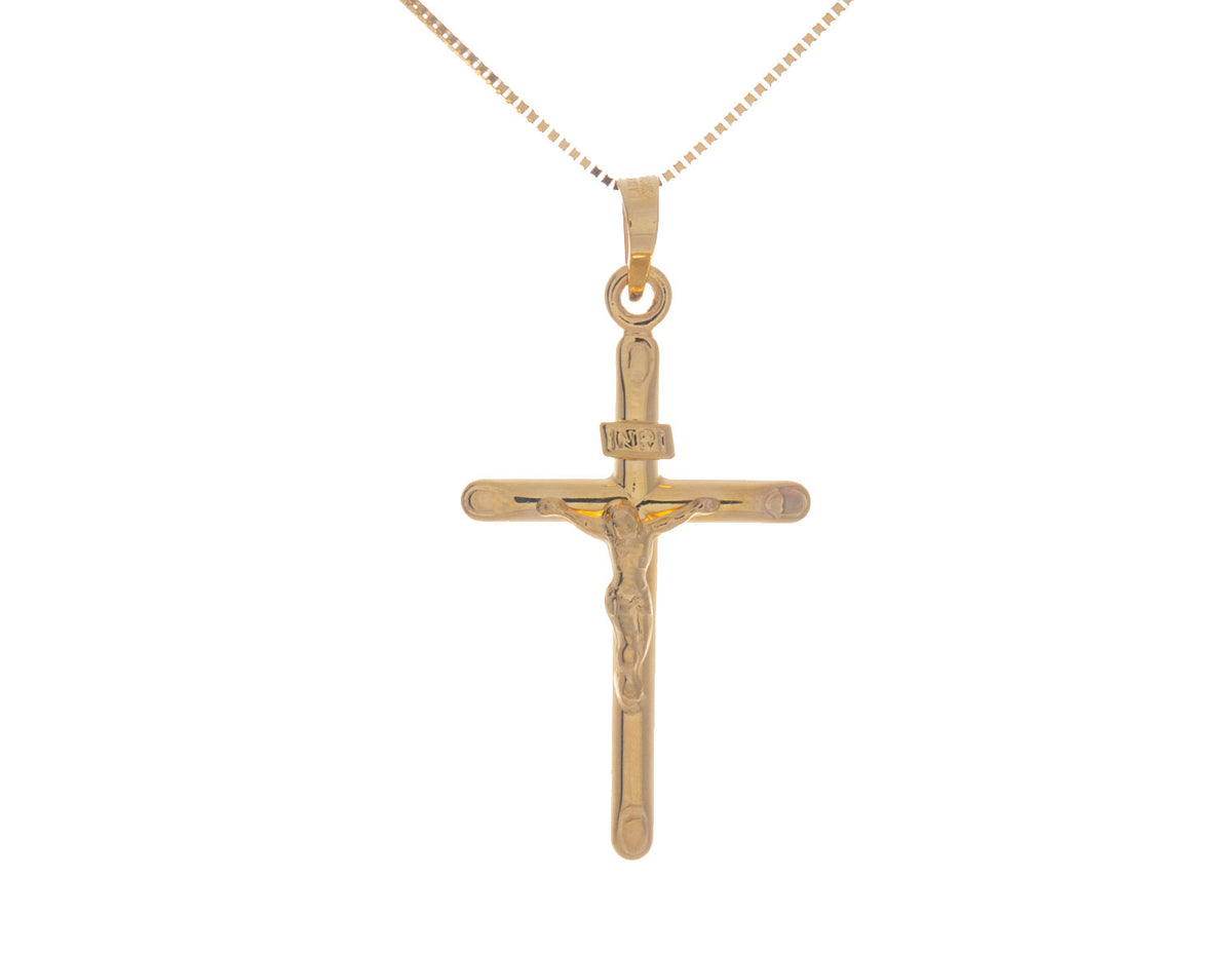 3D Crucifix Cross Pendant in 14K Yellow Gold