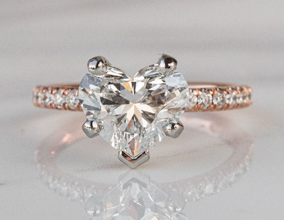 2 1/5ct. Heart Shape Newborn Lab Created Diamond Engagement Ring in 14K Rose Gold