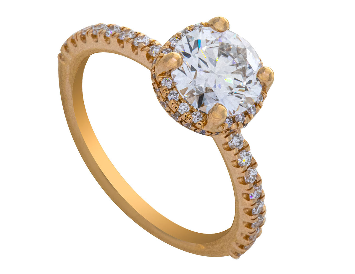 1 9/10ct. t.w. Round Cut Newborn Lab Created Diamond Engagement Ring in 14K Yellow Gold