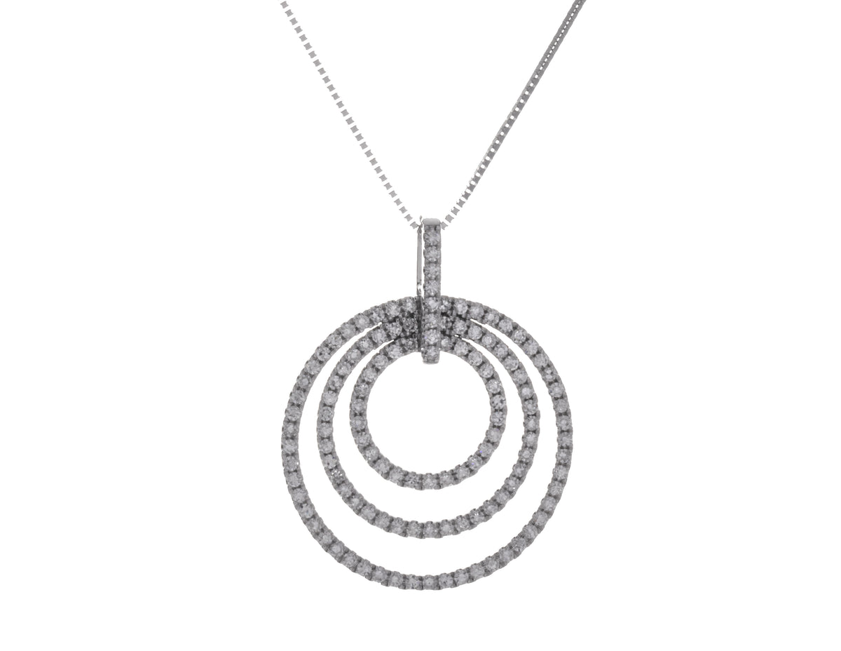 7/8ct. t.w. Diamond Three Circle Pendant in 14K White Gold