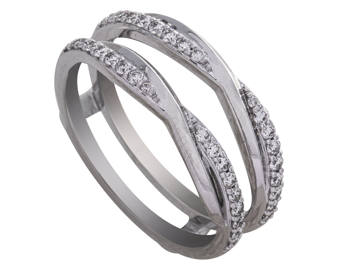 1/3ct. t.w. Diamond Crossover Wedding Guard Ring in 14K White Gold