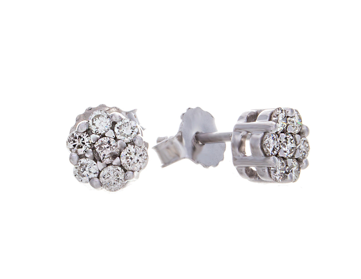 1/3ct. t.w. Cluster Diamond Stud Earrings in 14K White Gold