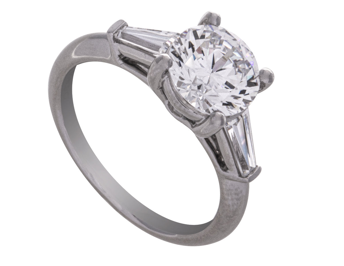 1/3ct. t.w. Baguette Cut Newborn Lab Created Diamond Engagement Ring in 14K White Gold
