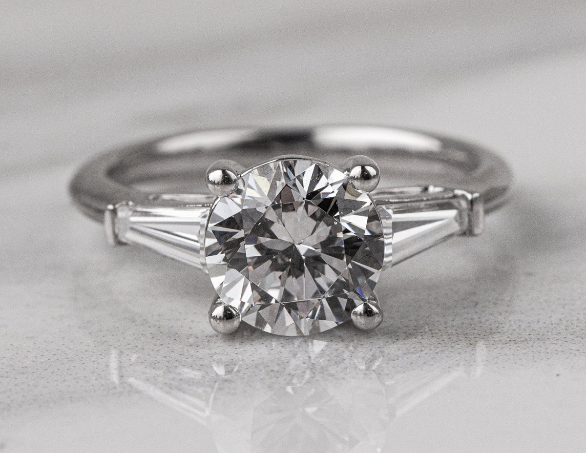 1/3ct. t.w. Baguette Cut Newborn Lab Created Diamond Engagement Ring in 14K White Gold