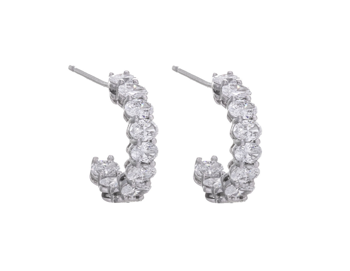 1ct. t.w. Oval Cut Newborn Lab Created Diamond Hoop Earrings in 14K White Gold