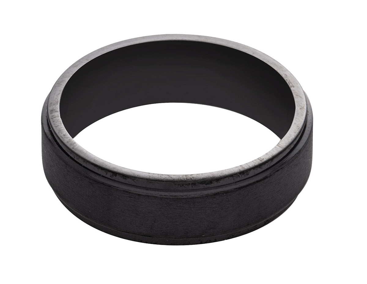 7mm Satin/Polish Men's Wedding Band in Black Zirconium
