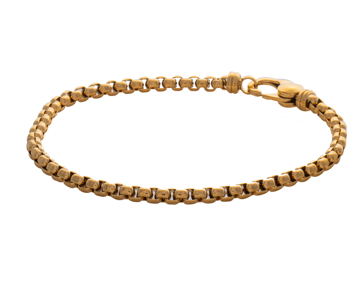 8.5" Gold Ion-Plated Stainless Steel Rounded Box Bracelet