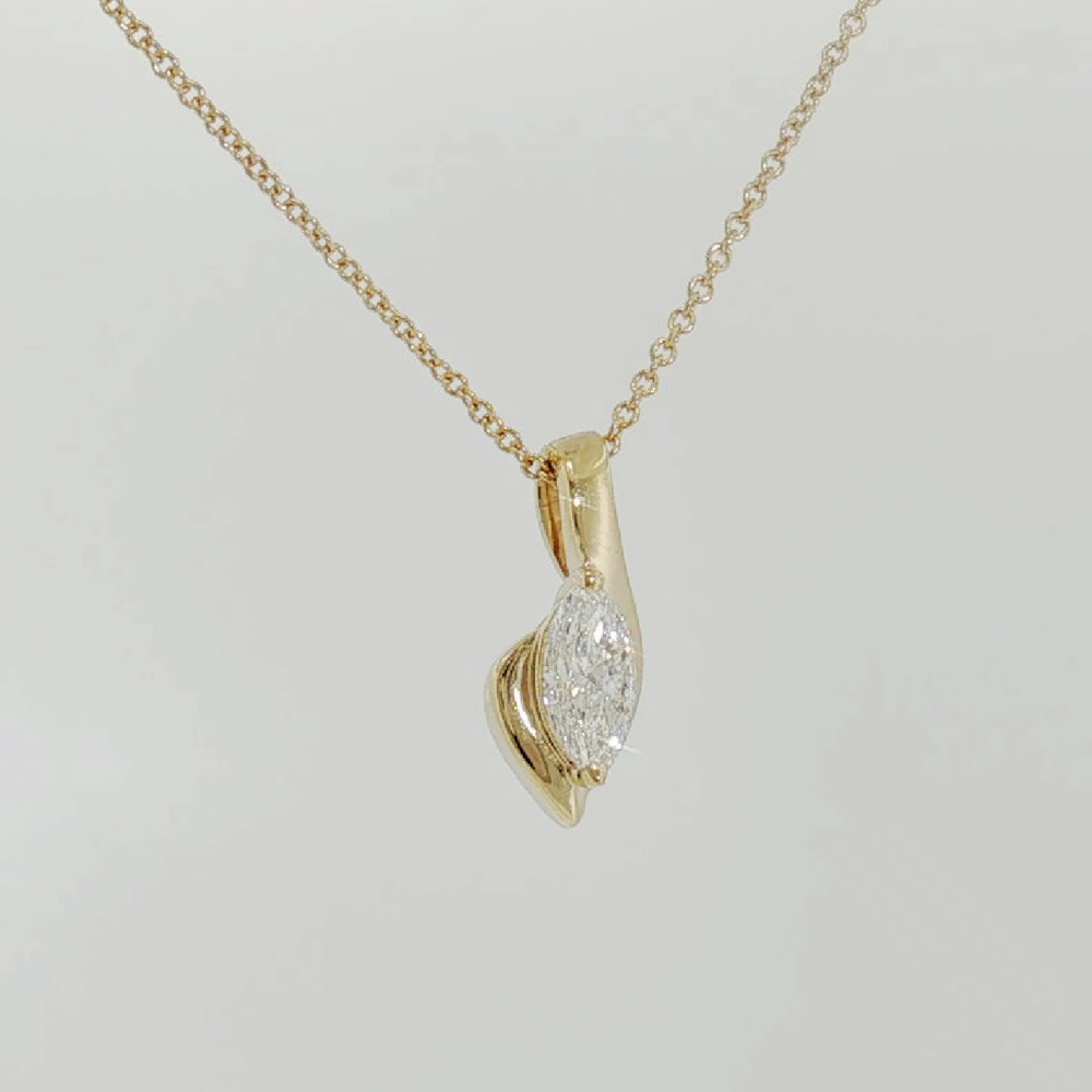 2/5ct. Marquise Lab Grown Diamond Solitaire Pendant in 14K Yellow Gold
