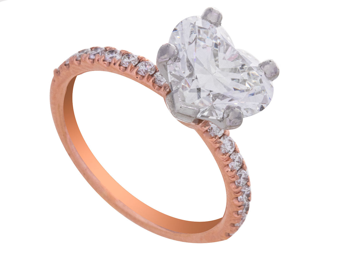 2 1/5ct. Heart Shape Newborn Lab Created Diamond Engagement Ring in 14K Rose Gold