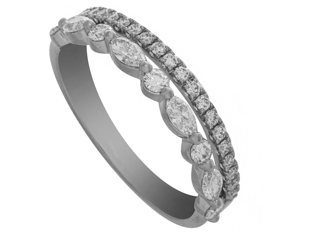 1/2ct. t.w. Marquise and Round Diamond Anniversary Ring in 14K White Gold