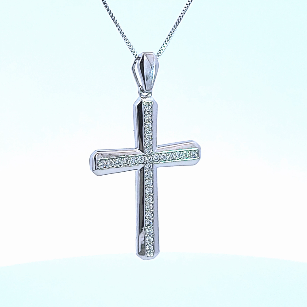 1/2ct. t.w. Diamond Cross Pendant in Sterling Silver