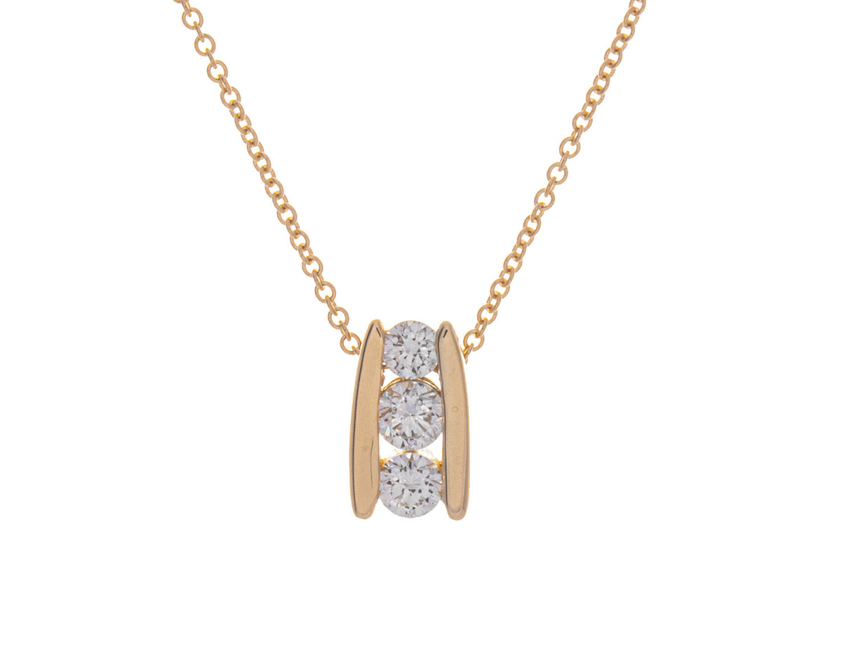 1/2ct. t.w. Diamond Newborn Lab Created 3-Stone Pendant in 14K Yellow Gold