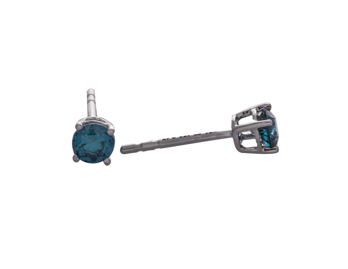 1/2ct. t.w. Blue Diamond Stud Earrings in 14K White Gold