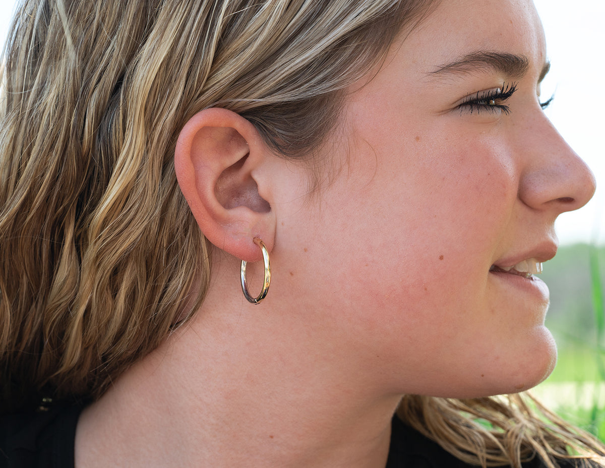 Reversible Round Hoop Earrings in 14K Yellow and White Gold