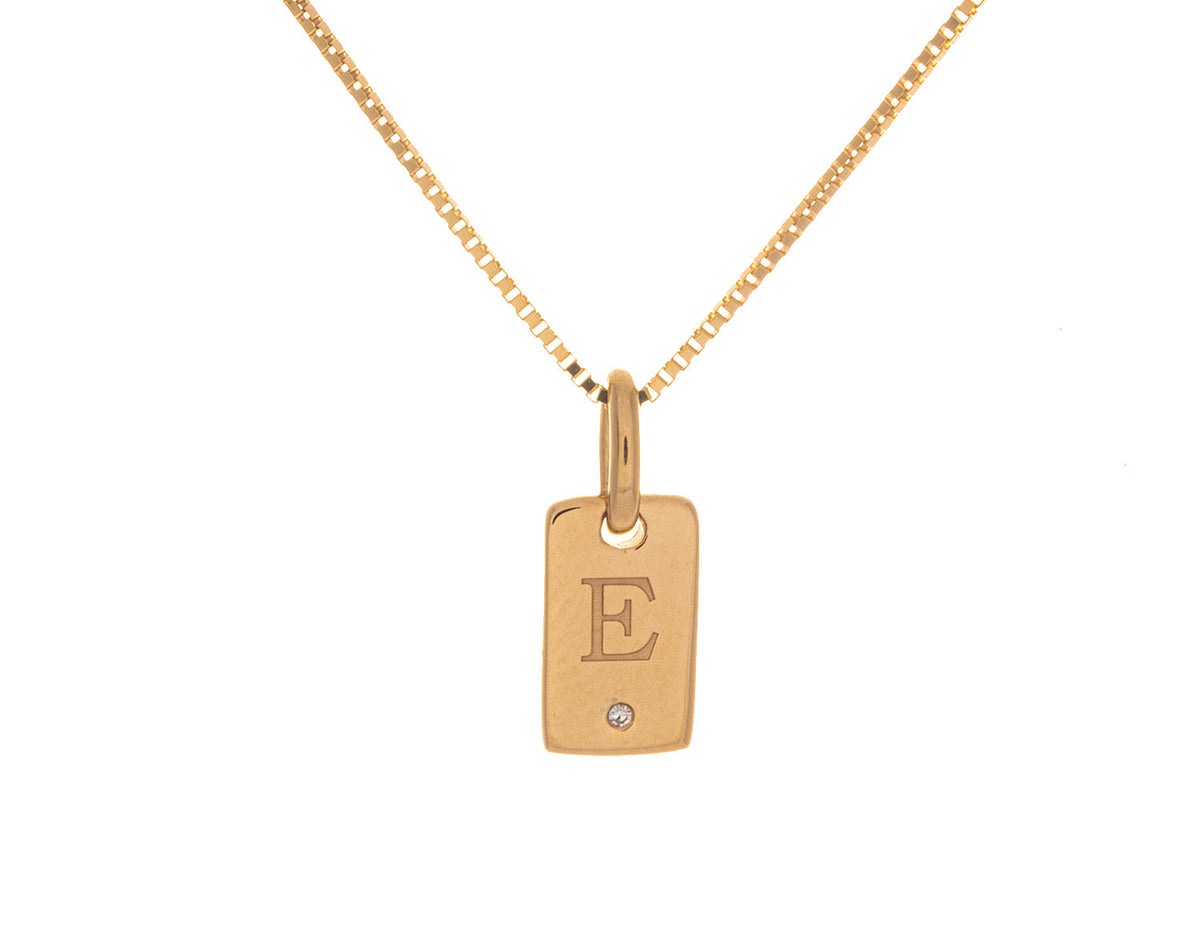 .01ct. Laser Initial "E" Pendant in 10K Yellow Gold