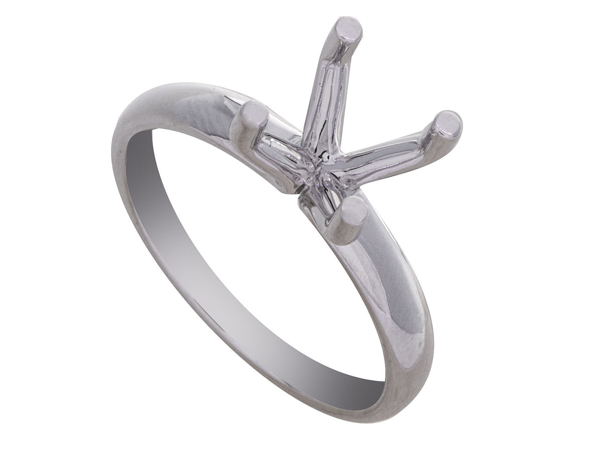 3mm Solitaire Engagement Ring in 14K White Gold