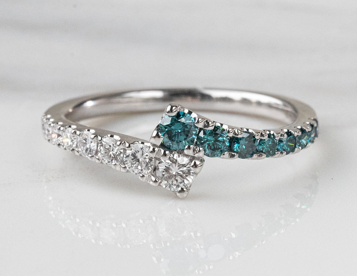 1/2ct. t.w. Blue and White Diamond Fashion Ring in 14K White Gold