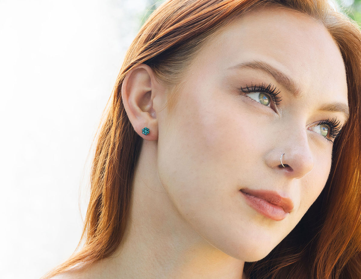 1/2ct. t.w. Blue Diamond Cluster Earrings in 14K White Gold