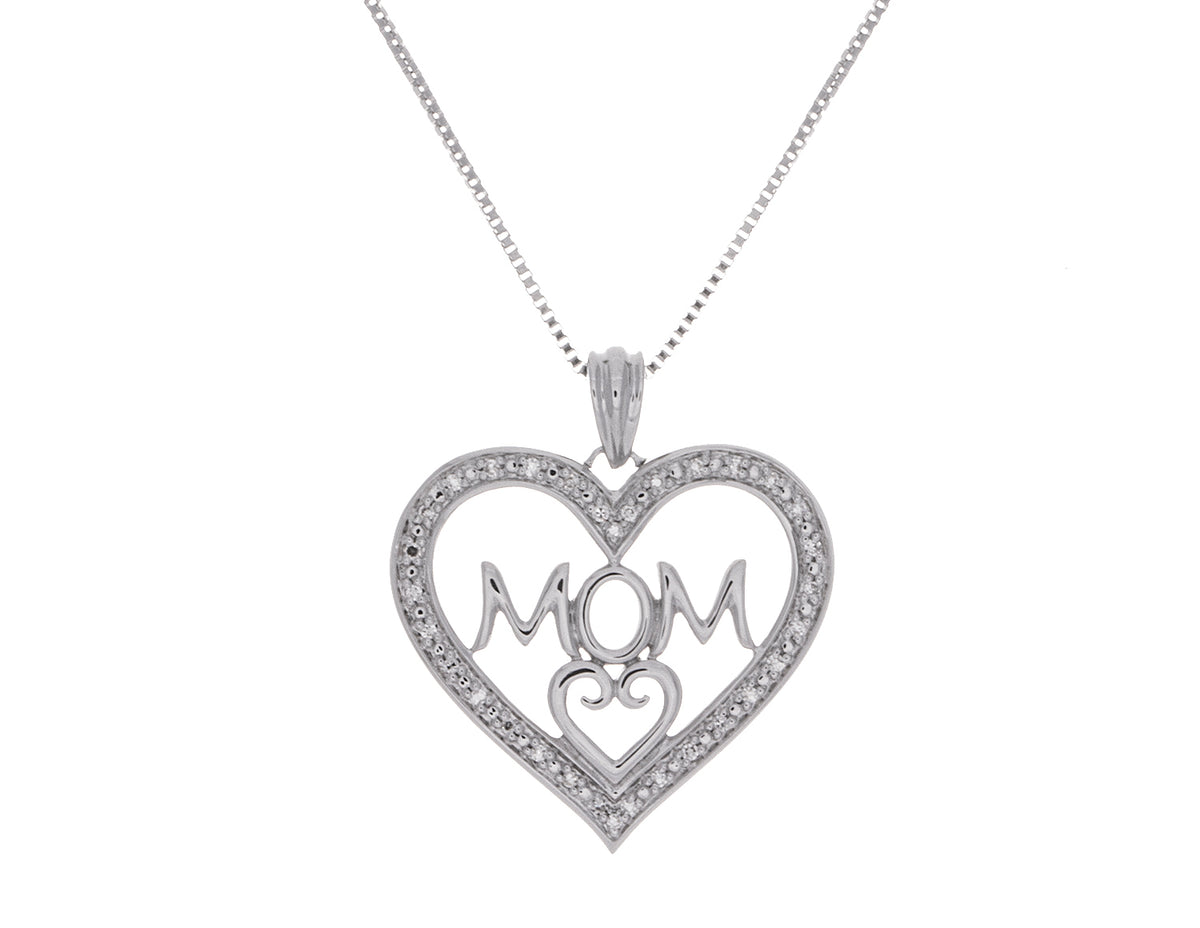 1/10.ct. t.w. Diamond 'MOM' Pendant in Sterling Silver