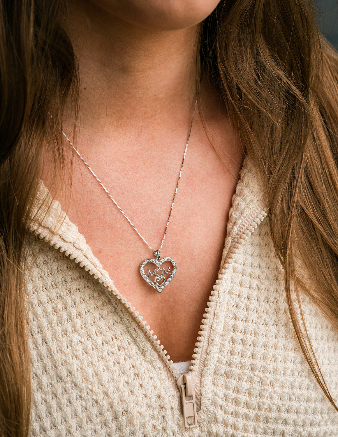 1/10.ct. t.w. Diamond 'MOM' Pendant in Sterling Silver
