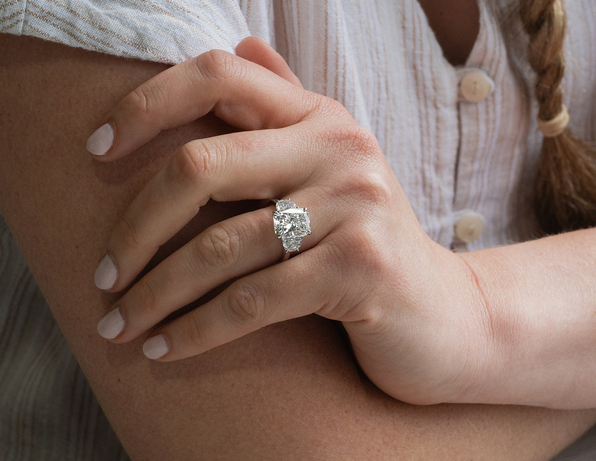 6ct. t.w. Cushion Cut Newborn Lab Created Diamond Engagement Ring in 14K White Gold