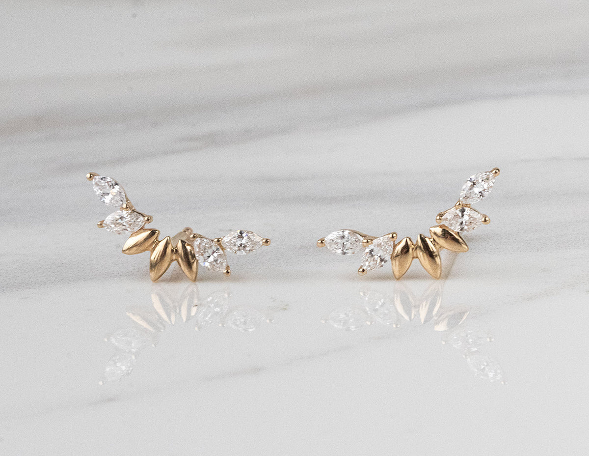 1/3ct. t.w. Diamond Climber Stud Earrings in 14K Yellow Gold