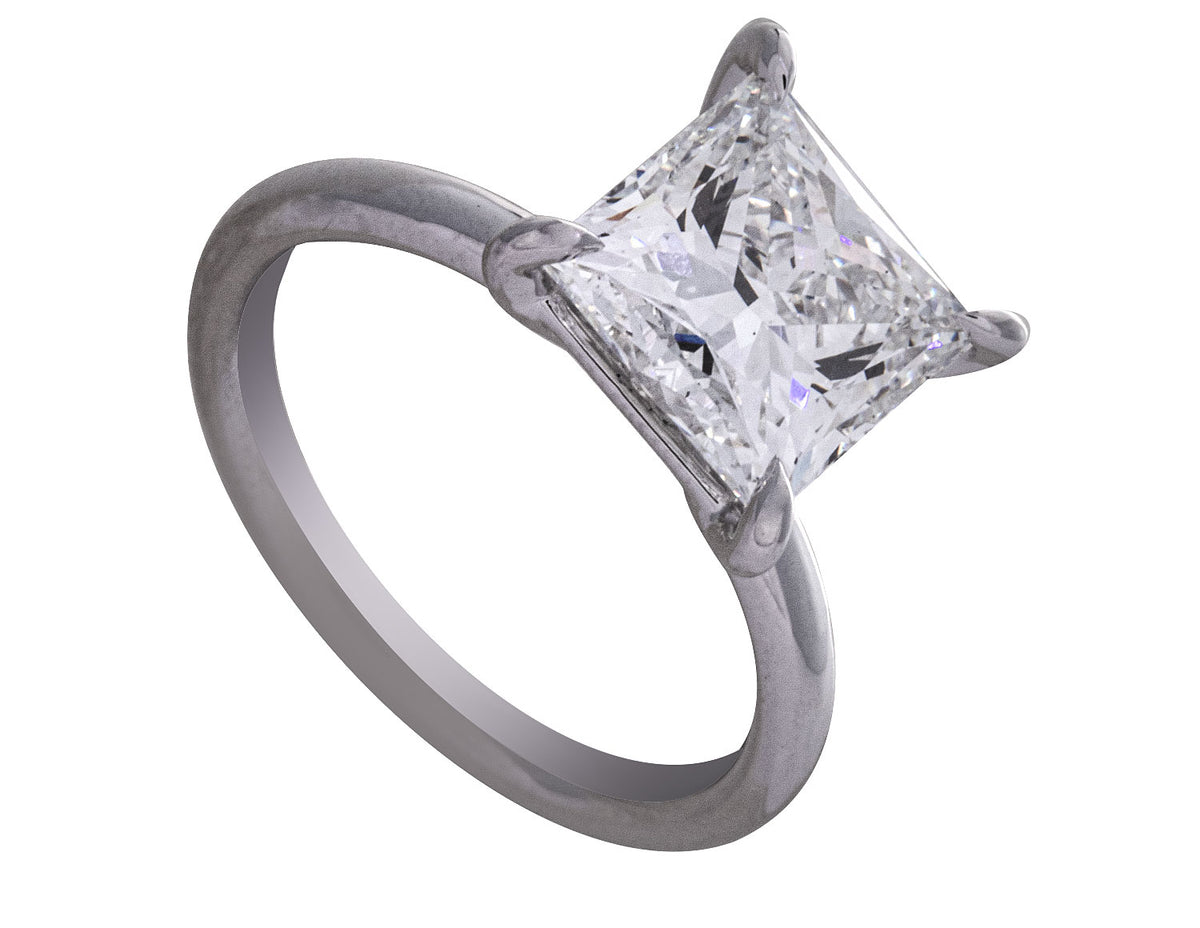 4ct. Princess Cut Newborn Lab Created Diamond Solitaire Engagement Ring in 14K White Gold