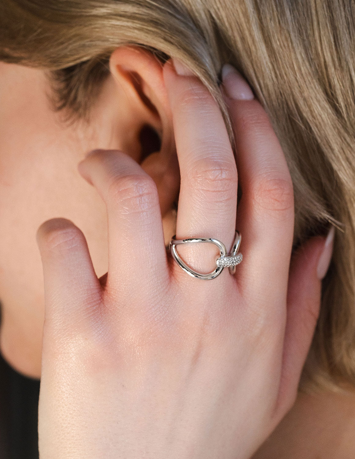 1/14ct. t.w. Diamond Open Loop Fashion Ring in Sterling Silver