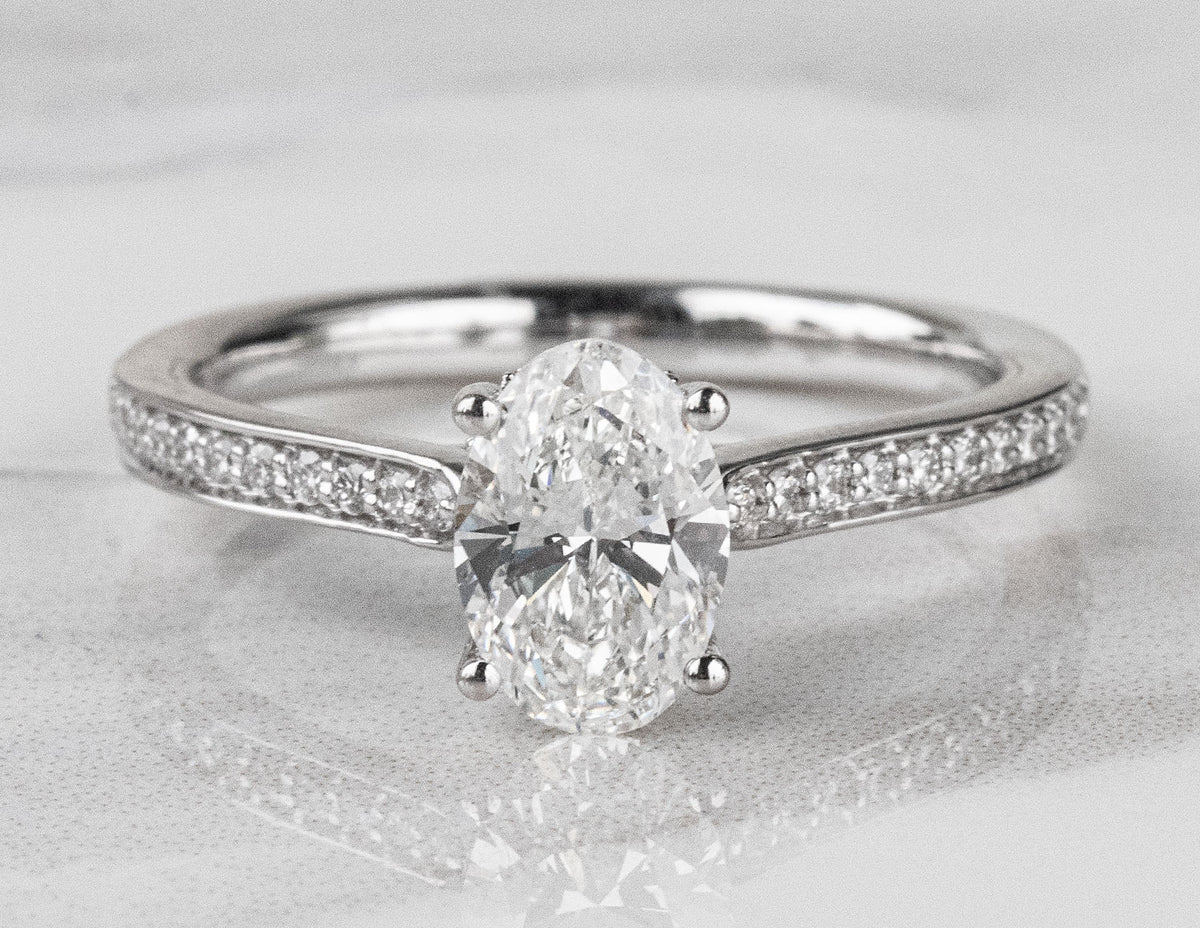 1 1/5ct. t.w. Oval Cut Newborn Lab Created Diamond Engagement Ring in 14K White Gold