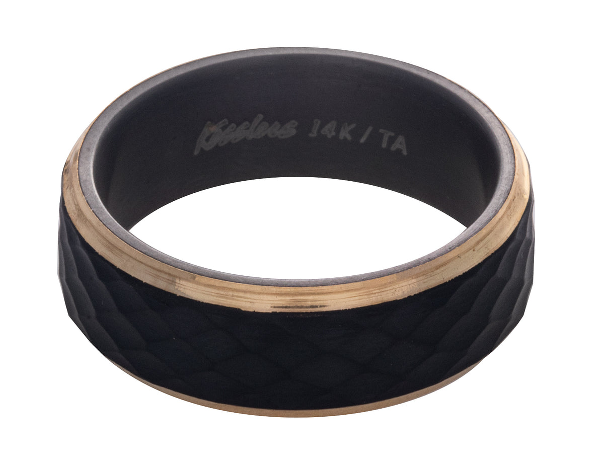 Comfort Fit Gents Wedding Ring in 14K Yellow Gold and Tantalum