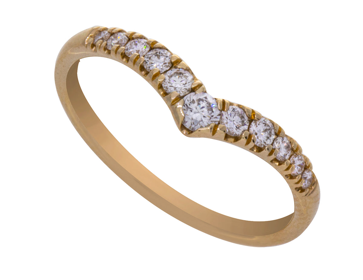 1/4ct. t.w. Diamond Chevron Anniversary Ring in 14K Yellow Gold