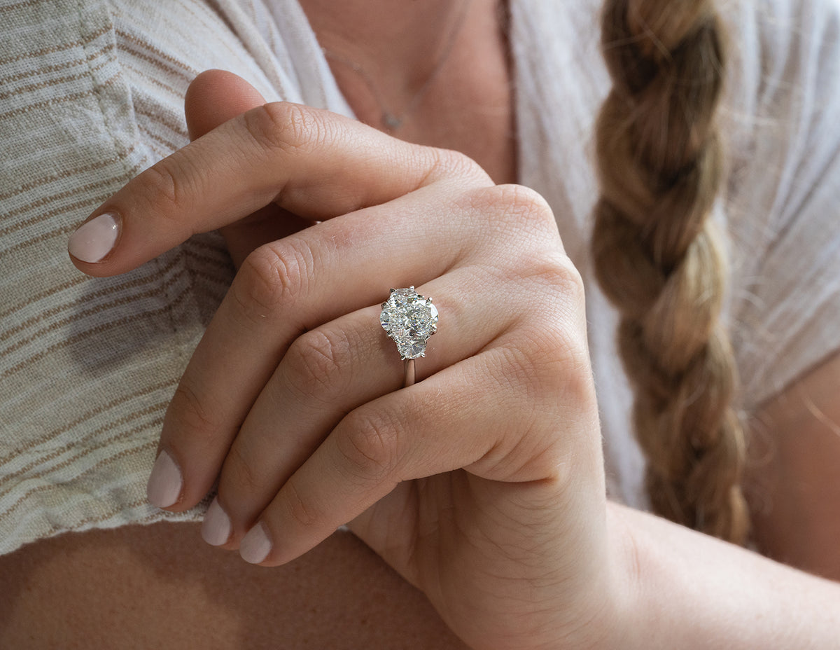 3 7/8ct. t.w. Oval Cut Newborn Lab Created Diamond Engagement Ring in 14K White Gold