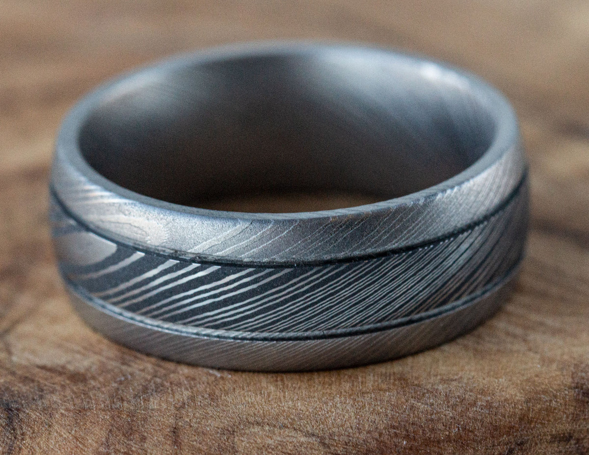 8mm Damascus Steel Wedding Ring