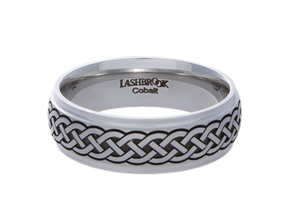 7mm Carved Celtic Men's Wedding Band in Cobalt Chrome