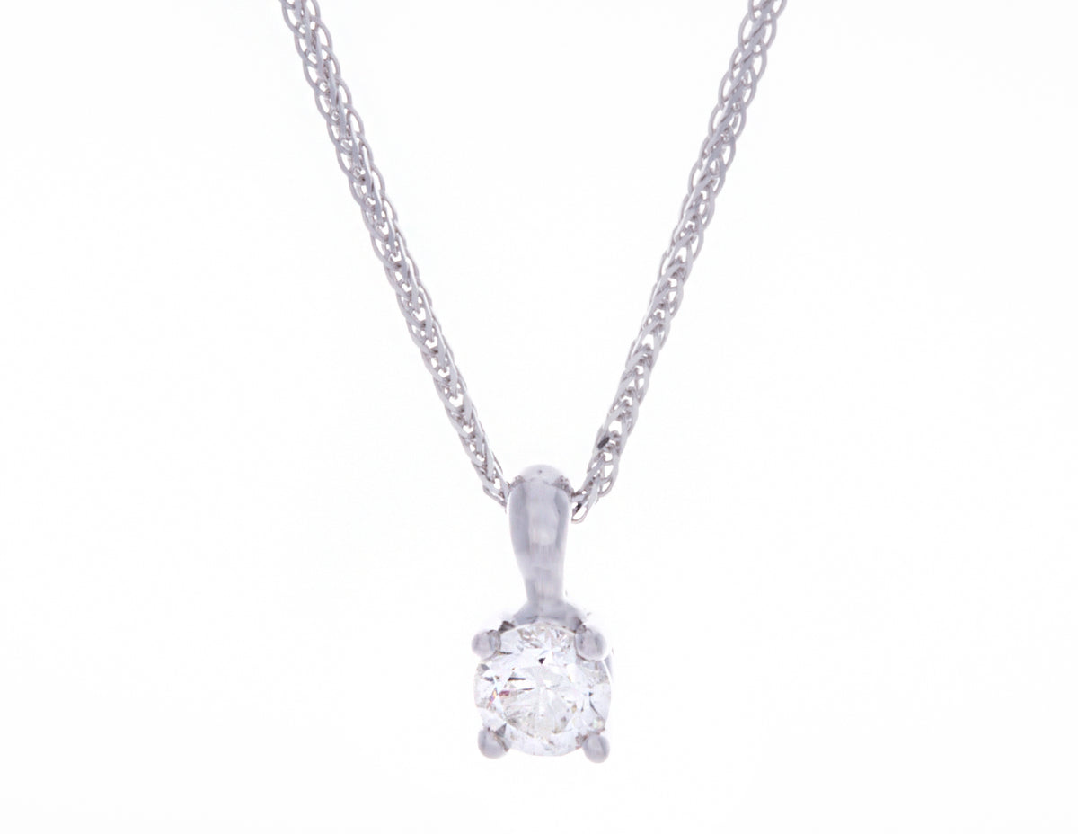 1/3ct. Solitaire Diamond Pendant in 14K White Gold