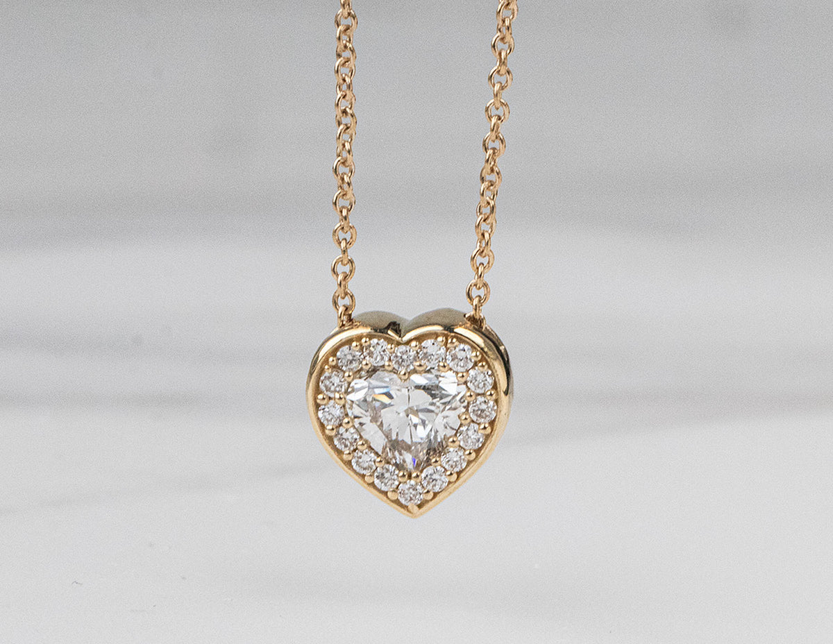 1/2ct. Newborn Lab Created Diamond Heart Pendant in 14K Yellow Gold