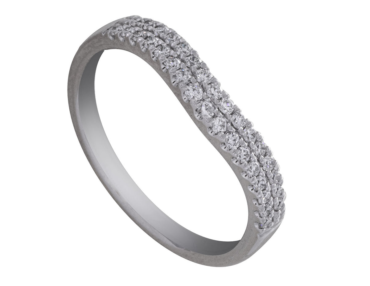 1/4ct. t.w. Curved Diamond Wedding Ring in 14K White Gold
