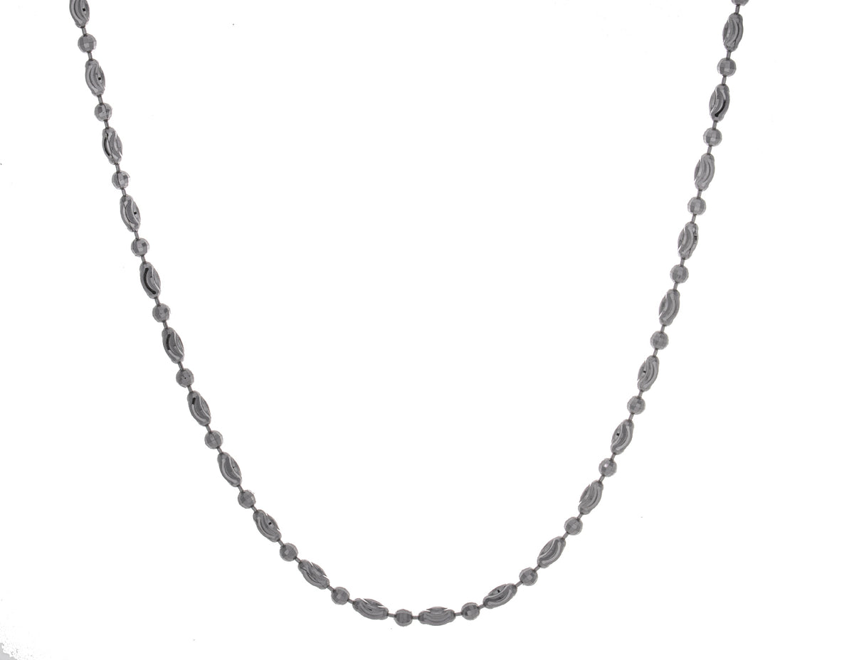 18" Diamond Cut Bead Necklace in Sterling Silver