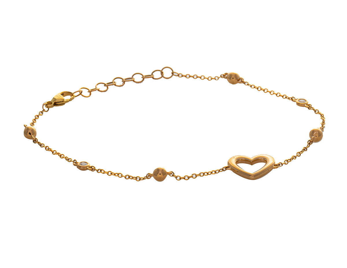.05ct. t.w. Diamond-By-The-Yard Heart Bracelet in 14K Yellow Gold