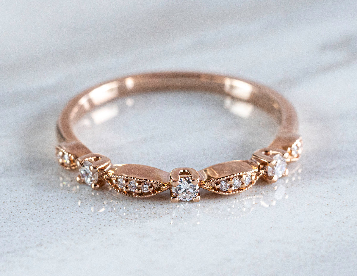 1/7ct. t.w. Round Diamond Stackable Fashion Ring in 14K Rose Gold